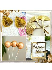 26 Stück Boho Champagner Rose Tortendeko Kugeln, Tortendekoration mit goldenen Palmblättern, boheimische weiß-goldene Tortenkugeln, Bohème Party Zubehör für Bohème Hochzeit, Taufe, Geburtstagsfest, Muttertag (Bohème), Weihnachten