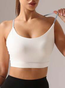 1 pièce Soutien-gorge de sport sans armature à dos nageur pour femmes, soutien-gorge de fitness rembourré et antichoc
