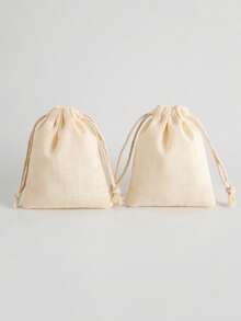 10pcs Natural Bamboo Fiber Packaging Bags, Minimalist And Practical Multipurpose - Beige - View 5