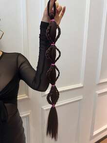 JENNIFER 1-Pack Creative And Fashionable Braids 18Inch Synthetic Hair Extensions With Rubber Bands For Daily Wear - Natural Black - View 8