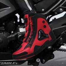 Unisex Motorcycle Boots, High-Top Synthetic Leather, Rubber Outsole With Excellent Grip And Ankle Support, Suitable For Off-Road And Motorcycle Racing Enthusiasts - Red - View 4