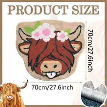 牛图案浴室垫，西部牛装饰防滑浴室垫，柔软可洗动物形状浴室地毯，适用于浴室、卧室、厨房、室内家居浴室装饰地毯 - B - 查看 15