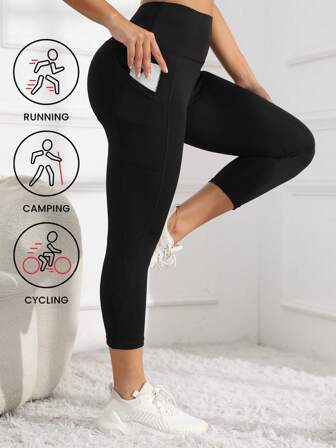 High Waist Yoga Capri Pants, Slimming Lifting, Quick Dry Fitness Shorts With Pockets, Women Sports Wear