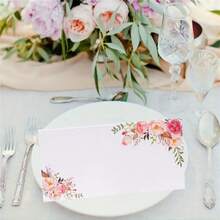 5/20/40 件座位卡空白桌名牌，婚礼用品，宴会婚礼座位卡花卉印花装饰座位卡，派对装饰 - 白色 - 查看 6