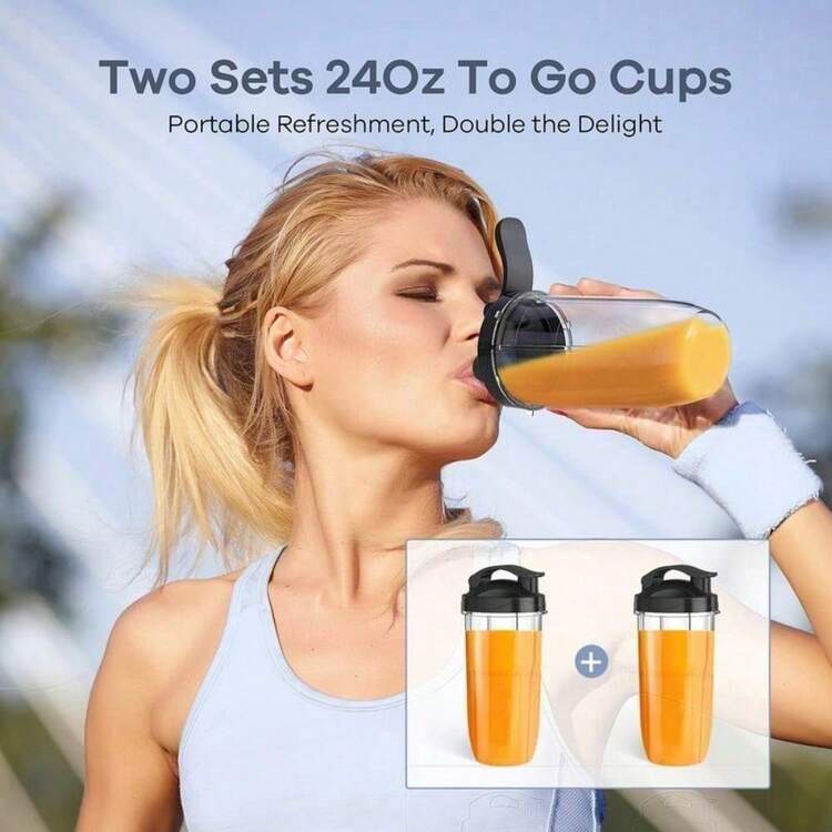 Moothie Blender, 12-Piece Blender For Shakes And Smoothies, 43Oz Large Blender Jar & 2 Portable Blender Cups, Personal Smoothies Maker For Kitchen With Auto-Smart Tech & Speed Control-TLL - 預設 - 查看 9