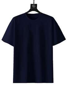 Camiseta estampada TRUST MO OME, camiseta para hombre, camiseta de manga corta informal de verano - Azul Marino - Ver 2