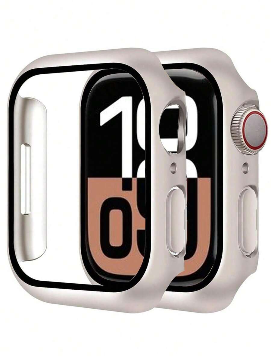 1 pieza Nuevo Estuche para Apple Watch Serie 10 con Protector de Pantalla de Vidrio Templado, Apto para Relojes Apple Watch Ultra/SE/8/7/6/5/4/3/2/1 de 38/40/41/42/44/45/49mm - luz de las estrellas - Ver 1