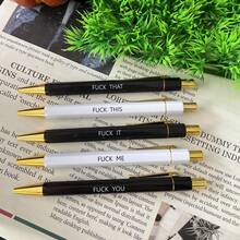 5pcs Set Funny Ballpoint Pen - 1.0mm Tip, Black Ink, Vivid Quotes, Profanity Design, Unique Office Gift For Colleagues, Personalized Daily Writing Ballpoint Pen Set With Humorous Slogans, Personalized Ballpoint Pen Set Back To School - Black and White Ballpoint Pen - View 9