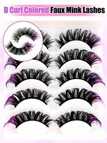 5 Pairs Red Colored Lashes Fluffy Faux Mink Lashes Lashes With Color On End Eyelashes, 20mm Dramatic Long Thick Cat Fox Eye Lashes Volume Full Curly False Eyelash Colorful Faux Mink Fluffy Long False Eyelashes Russian Strip D Curl Lash For Christmas - Cat Eye Lashes - View 8