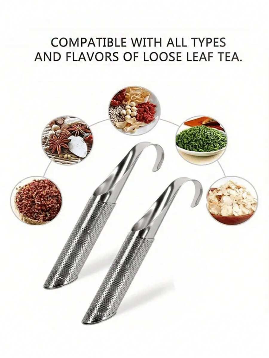 2 件/1 件 304 不锈钢挂钩耐用便捷的散叶茶过滤棒，适合在玻璃杯中冲泡茶 - 长柄茶滤 - 不锈钢茶滤 - 金属茶滤 - 散叶茶滤 - 茶冲泡工具 - 挂钩不锈钢茶滤 - 茶冲泡配件 - 茶扩散器适用于散叶茶、玫瑰、咖啡、香料，享受完美的茶冲泡回到学校