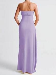 优雅露背时尚婚礼生日俱乐部派对礼服性感春夏情人节女装 - 淡紫色 - 查看 4