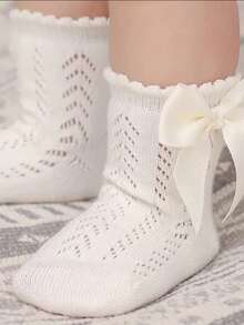 12 Pairs Baby/Toddler Mesh Bow Decor Random Color Breathable Comfortable Socks - Multicolor - View 2