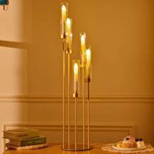 5pcs Metal Candelabra, Floor-Standing Tall Candlestick Holders, Gold Color Candle Holders For Centerpiece Decor, Suitable For Christmas, Weddings, Home Decor, Halloween Parties