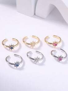 1pc Delicate Hexagram Zirconia 18k Gold Open Toe Ring For The Summer Beach. - Six-pointed Star Foot Ring - View 3