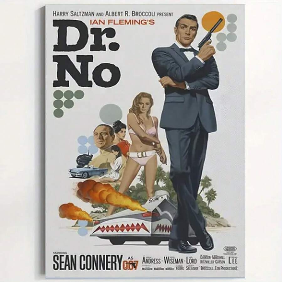 Framed Canvas Art Poster Classic Movie Wall Decor Featuring Sean Connery, For Home Theater And Living Room, Living Room Artwork|Vintage Movie Poster|Artistic Illustration, 2D, Perfect For Room Decor