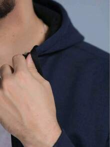 Unisex Zip Up Hooded Sweatshirt - Navy Blue - View 8