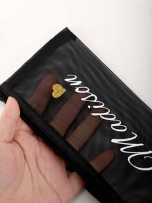 1 pieza Estuche de lápices de malla personalizado con transferencia térmica, estuche de almacenamiento de papelería con cremallera, accesorios de escritorio para oficina y aula, bolsa de almacenamiento de artículos escolares, artículos esenciales de vuelta a la escuela, suministros navideños