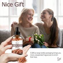 Hllozzi Aceite esencial de sándalo extraído de plantas en múltiples tamaños de 30ml/60ml/100ml, con fragancia suave de larga duración, apto para difusor de aromaterapia, hidratación facial, cabello, piel, cuidado corporal, masaje, todo en uno, excelente opción de regalo