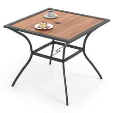 Patio Table Outdoor Dining Table For 4 People With Umbrella Hole-Brown - Brown - View 1