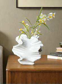 1pc White Ceramic Vase Flower Vase For Pampas Grass, Modern Large Coral Vase For Home Decor, Nordic Boho Vase For Centerpieces, Wedding, Dinner Table, Living Room