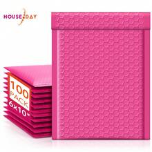 Bubble Mailers 6x10 Inch 100 Pack Hot Pink Padded Envelopes Usable Size 6x9" Self Seal Bubble Envelopes Opaque Padded Mailers For Mailing Jewelry Makeup Small Business #0 - 玫紅色 - 查看 1