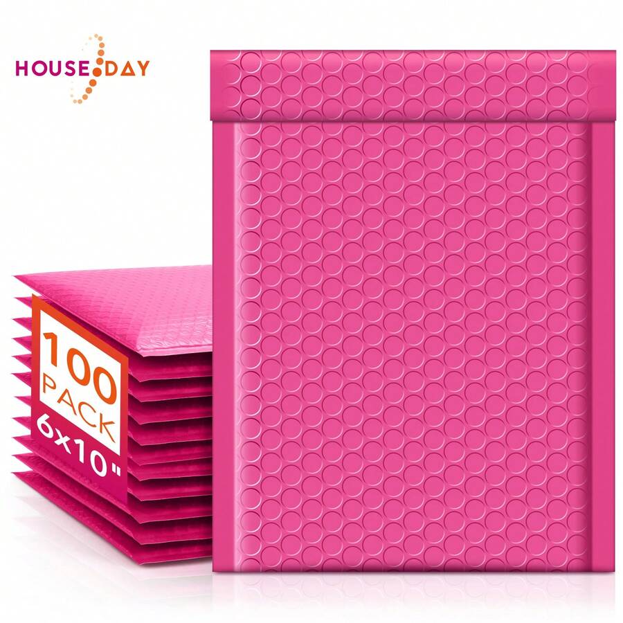 Bubble Mailers 6x10 Inch 100 Pack Hot Pink Padded Envelopes Usable Size 6x9" Self Seal Bubble Envelopes Opaque Padded Mailers For Mailing Jewelry Makeup Small Business #0 - 玫紅色 - 查看 1