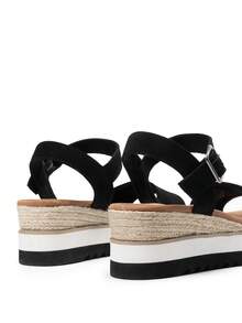 Women's Open Toe Buckle Ankle Strap Espadrille Platform Wedge Sandals