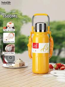 Botella de agua aislada al vacío de acero inoxidable 316, capacidad de 800ml/1000ml/1500ml, unisex, para exteriores, viajes, automóvil, portátil y de vuelta al colegio