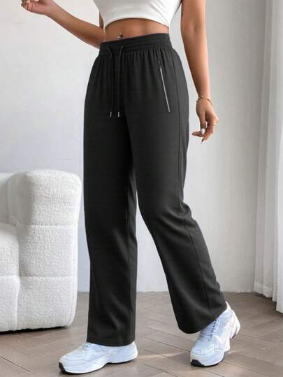 Women's Lightweight Breathable Quick Dry Stretchy Workout Pants With Zipper Pockets - High Waisted Athletic Trousers For Yoga, Gym And Running