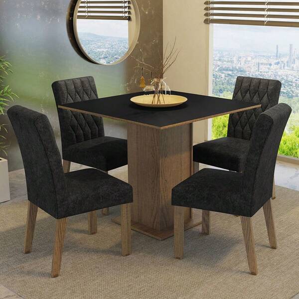 Juego De Comedor Mesa Y 4 Sillas Madesa Oxford Livia Marrón/Negro
