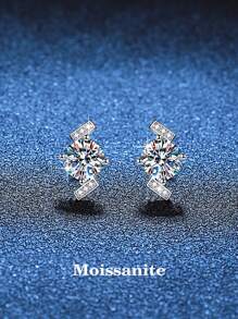 2 peças de brincos de pino de moissanita de 2 quilates de prata 925 de luxo, adequados para uso diário feminino, festa, feriado, dia dos namorados, dia das mães, aniversário de casamento, presente de joia de aniversário