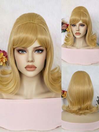 วิกผมสั้นทนความร้อนสีบลอนด์สังเคราะห์แฟชั่น ขนาด 12 นิ้ว, วิกผมบ๊อบสั้นแบบพลิกออกสไตล์รังผึ้งย้อนยุคพร้อมหน้าม้า สำหรับผู้หญิง ใส่ออกงานปาร์ตี้ประจำวัน, วิกผมลอนคลื่นย้อนยุคยุค 60 70 พร้อมหน้าม้า เหมาะสำหรับวิกคอสเพลย์เครื่องแต่งกายวินเทจ, วิกผมบ๊อบประบ่าสำหรับผู้หญิงสวยสง่า สำหรับเป็นของขวัญวันเกิดในวันหยุด สำหรับตกแต่งวันคริสต์มาสวันแม่, วิกผมสมจริงดูเป็นธรรมชาติ