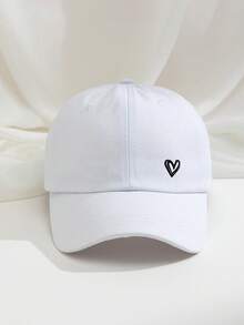 1 件心形印花棒球帽，透气可调节户外棒球帽，女士高尔夫太阳帽，男士时尚弧形帽檐太阳帽，男女通用 Y2K 太阳帽