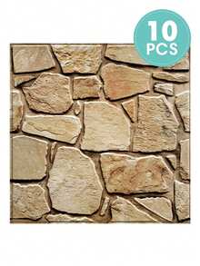 COMMOMY 1 件/10 件/20 件 3D 人造石剥离粘贴墙板，客厅 3D 墙贴，厨房、浴室、家居装饰自粘防溅板瓷砖