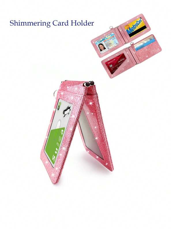 Glitter Bus Card Holder Rotating ID Card Case Stylish Subway Card Wallet Coin Purse For Women Wallet Mini Wallet Purse Wallet Wallet