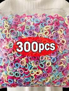 300 Peças De Amarradores De Cabelo Para Bebês Meninas, Tamanho Pequeno, Elásticos Para Bebês, Crianças Pequenas, Faixas De Cabelo Coloridas, Prendedores Elásticos De Rabo De Cavalo - Multicolorido - Visão 4