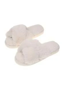Women's Plush Cross Band Warm And Lightweight All-Season House Slippers