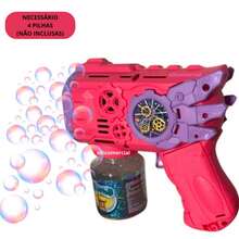 Automatic Bubble Blower Machine, Colorful, Kids Toy, Blue Red, 50ML - Rosa - Ver 1