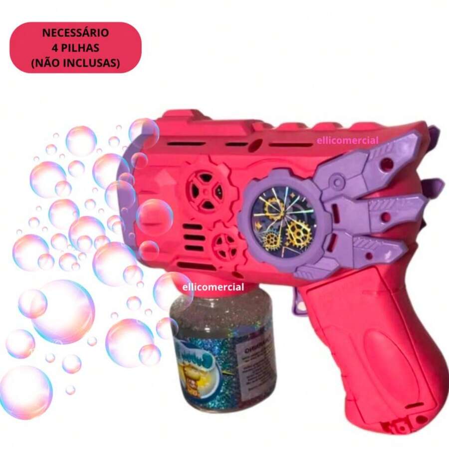 Automatic Bubble Blower Machine, Colorful, Kids Toy, Blue Red, 50ML - Rosa - Ver 1
