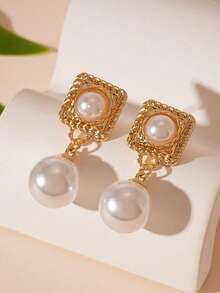 1 Cặp Hoa tai ngọc trai giả nhỏ thời trang cổ điển thanh lịch đơn giản sang trọng, thích hợp cho phụ nữ đeo hàng ngày và ngày lễ - Nhiều màu - Xem 1