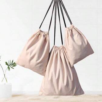 Water-Resistant Drawstring Storage Bag, Solid Color Packing Bag, Portable Travel Storage Bag And Container