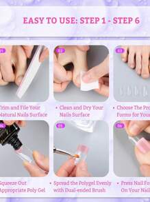 60pcs Polygel Toe Nail Extension Molds Full Cover Reusable Acrylic Nail Tips Dual Nail Forms For Toes DIY Manicure Nails Tool