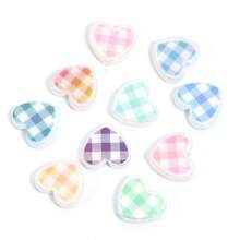 10 hạt hình trái tim họa tiết da báo kẻ caro phủ UV Acrylic, Phụ kiện trang sức tự làm, Màu sắc ngẫu nhiên - Nhiều màu - Xem 15