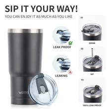 watersy 1 Stück WATERSY 20oz 40oz Thermobecher mit Deckel, doppelwandiger vakuumisolierter Edelstahltumbler, isolierter Kaffeebecher, pulverbeschichteter Thermosbecher mit Deckel, Strohhalm und Reinigungsbürste, spülmaschinenfest