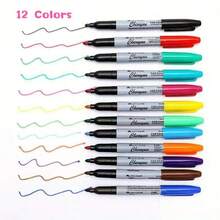 12-Color Fine-Tip Permanent Marker Set For Office, Classroom And Home, Quick-Drying, Ink - Plastic (Random Color) School Supplies Back To School - Multicolor - View 2