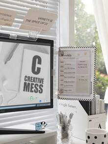 1pc Transparent Acrylic Clip-On Computer Monitor Memo Board, Multipurpose Memo Pad, Photo/Name Card/Document Holder Suitable For Student, Business, Office Desk