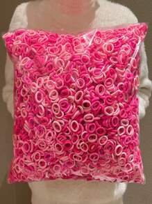 100pcs Pink Hair Scrunchies, Sweet & Simple Style, High Elasticity, Suitable For Casual Daily Use, All Season