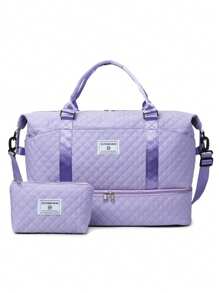 2-Pcs Set Fitness Sport Bag With Shoe Compartment & Dry Wet Storage Pockets Gym Bag, Gift For Women Men Workout Yoga Shoulder Bag Large Capacity Luggage Tote Travel Duffel Bag Suffle Women Bags