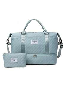 2-Pcs Set Fitness Sport Bag With Shoe Compartment & Dry Wet Storage Pockets Gym Bag, Gift For Women Men Workout Yoga Shoulder Bag Large Capacity Luggage Tote Travel Duffel Bag Suffle Women Bags