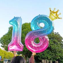 1 Stück Nummer & 1 Stück Krone Geburtstags-Jubiläums-Party-Luftballons (ohne Pumpe, Krone und Nummer separat erhältlich)
